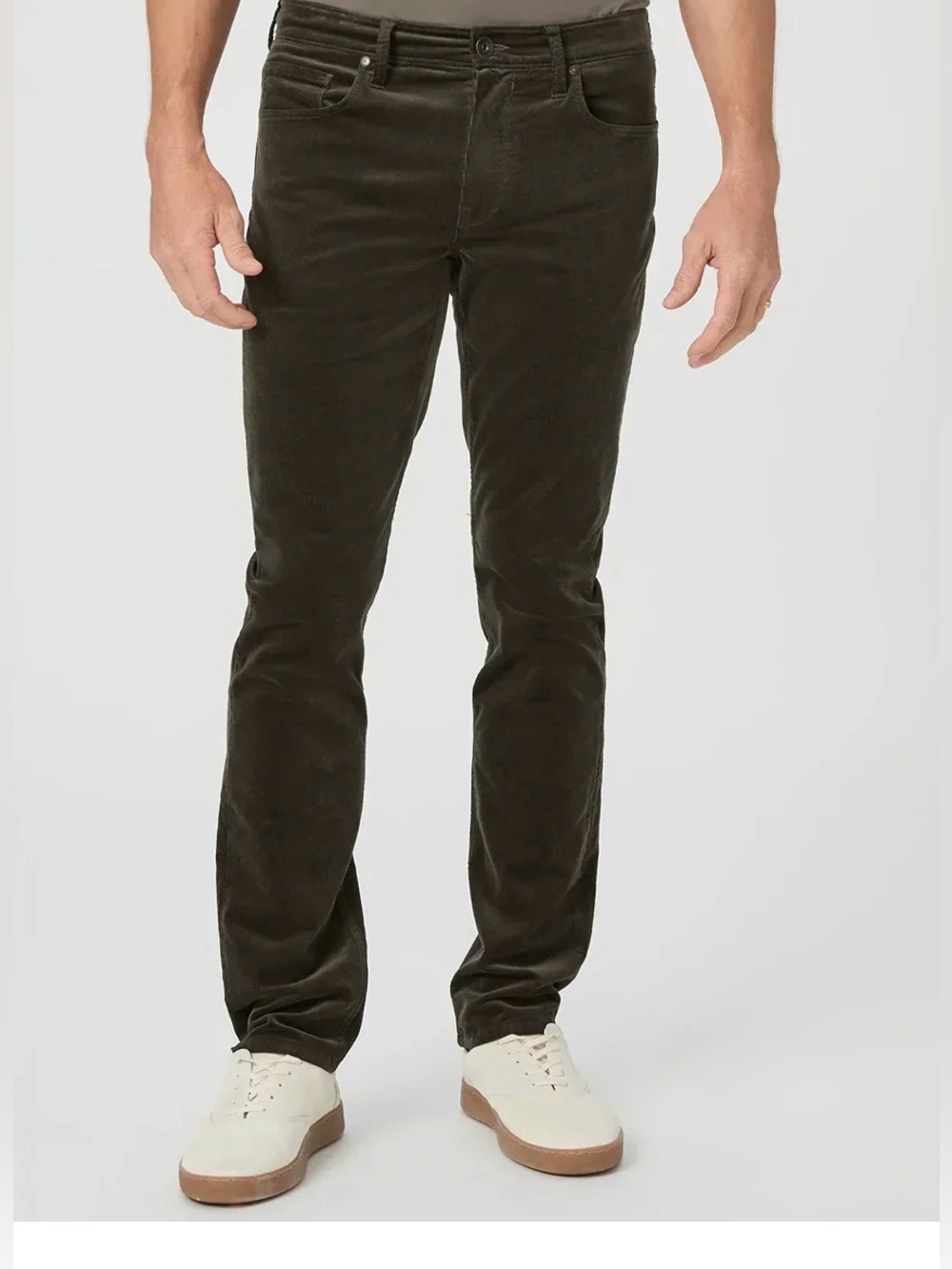 Paige Lennox Slim Fit Corduroy Jeans Shaded Glen Green